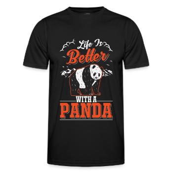 Life is better with a Panda - Men's Functional T-Shirt - black - Front - AI Model Male 178 dark (178cm)