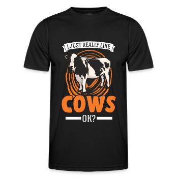 J’aime vraiment Cows Cattle Breeder Cow - T-shirt sport Homme - noir - Devant - AI Model Male 178 dark (178cm)