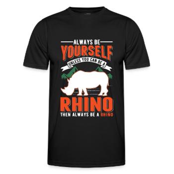 Nashorn Rhino Rhinozeros - Männer Funktions-T-Shirt - Schwarz - Vorne - AI Model Male 178 dark (178cm)