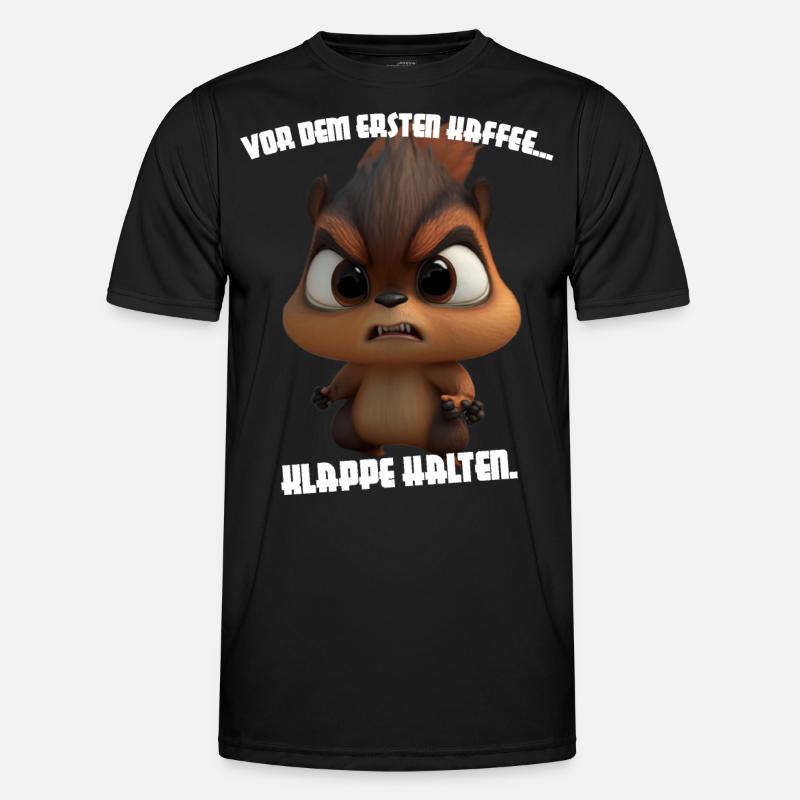 süßes Eichhörnchen mit Spruch Kaffee - Männer Funktions-T-Shirt - Schwarz