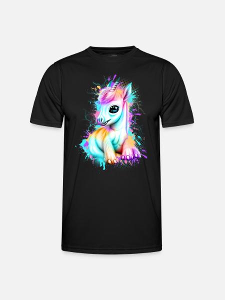 Einhorn Graffiti Bunt - Männer Funktions-T-Shirt - Schwarz
