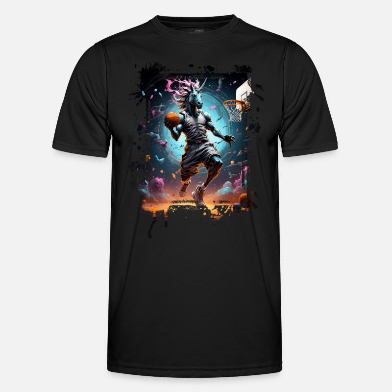 Basketball Einhorn Graffiti Splash - Männer Funktions-T-Shirt - Schwarz