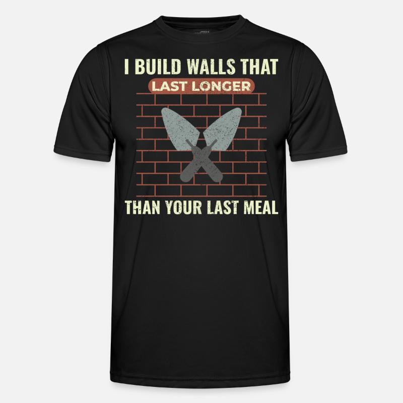 Bricklayer Masonry Construction Job Wall Builder - Men's Functional T-Shirt - black