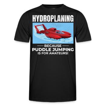 Hydroplane, Bateau, Course, Humour, Puddle Jump, Drôle - T-shirt sport Homme - noir - Devant - AI Model Male 178 dark (178cm)