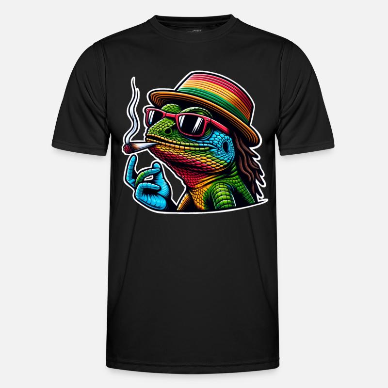 Lizard Smoking Cannabis - Men's Functional T-Shirt - black