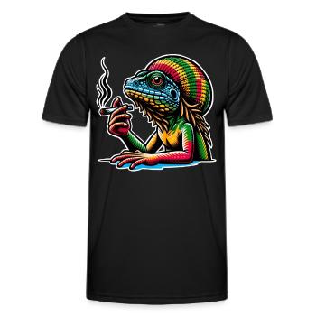 Echse Kiffen Cannabis - Männer Funktions-T-Shirt - Schwarz - Vorne - AI Model Male 178 dark (178cm)