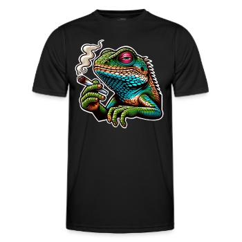 Kiffen Cannabis Echse - Männer Funktions-T-Shirt - Schwarz - Vorne - AI Model Male 178 dark (178cm)