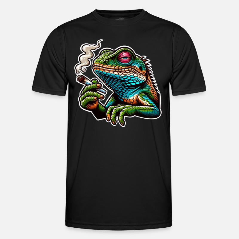 Smoking Cannabis Lizard - Men's Functional T-Shirt - black
