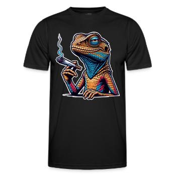 High Lizard Lizard Fumer du cannabis - T-shirt sport Homme - noir - Devant - AI Model Male 178 dark (178cm)