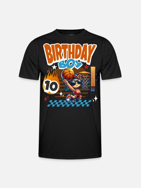Festa di compleanno per bambini per il 10° compleanno di basket - Maglietta sportiva per uomo - nero