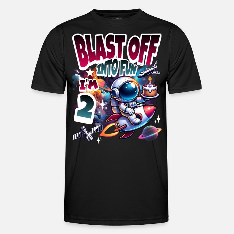 Astronaut 2nd Birthday Space - Men's Functional T-Shirt - black