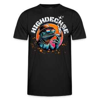 Kiffer Marihuanna Weed Highdechse Eidechse Kiffen - Männer Funktions-T-Shirt - Schwarz - Vorne - AI Model Male 178 dark (178cm)