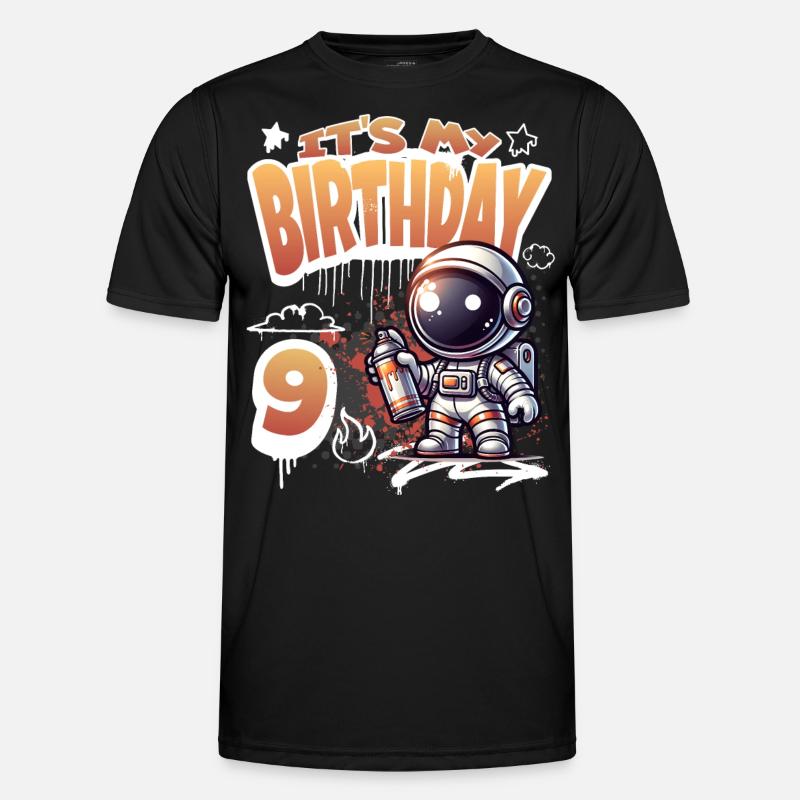 Graffiti Astronaut 9th Birthday - Men's Functional T-Shirt - black