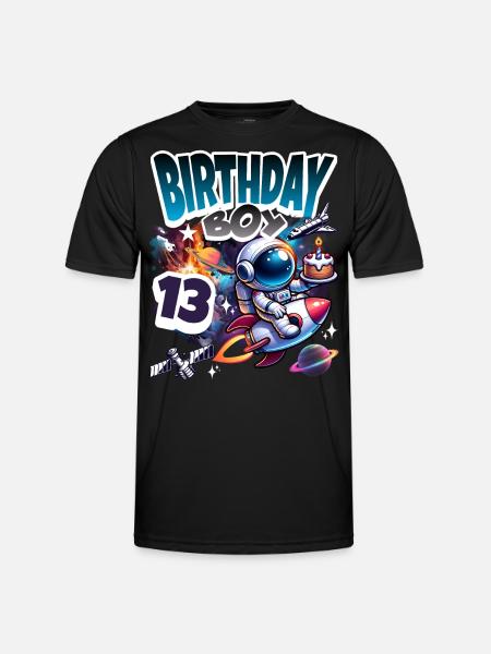 Astronaut 13th Birthday Space - Men's Functional T-Shirt - black