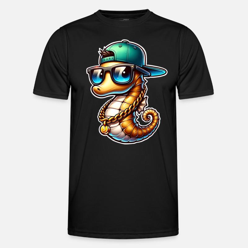 Seepferd Seepferdchen - Männer Funktions-T-Shirt - Schwarz