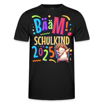 Bääm Schoolchild 2025 Dabbing Hedgehog - Men's Functional T-Shirt - black - Front - AI Model Male 178 dark (178cm)