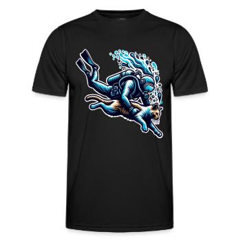 Plongée Plongeur Chat - T-shirt sport Homme - noir - Devant - AI Model Male 178 dark (178cm)