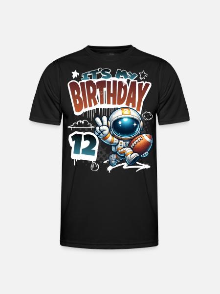 Astronaut 12th Birthday Football - Men's Functional T-Shirt - black