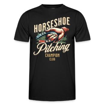 Horseshoe Throwing Horseshoe Pitching - Men's Functional T-Shirt - black - Front - AI Model Male 178 dark (178cm)
