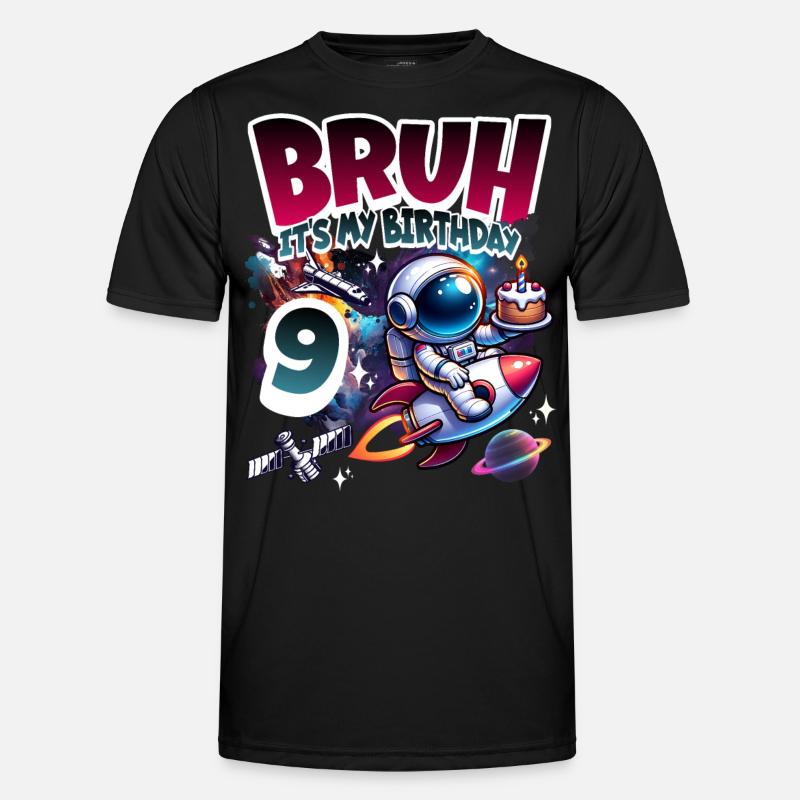 Astronaut 9th Birthday Space - Men's Functional T-Shirt - black