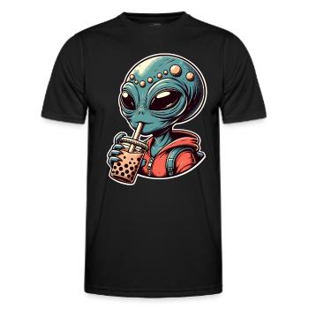 Thé à bulles extraterrestre - T-shirt sport Homme - noir - Devant - AI Model Male 178 dark (178cm)