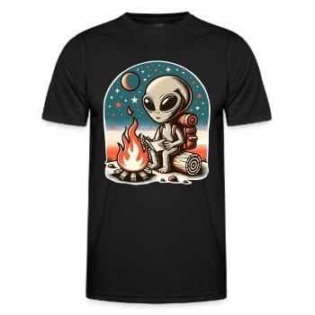 Alien Lagerfeuer Wanderung - Männer Funktions-T-Shirt - Schwarz - Vorne - AI Model Male 178 dark (178cm)