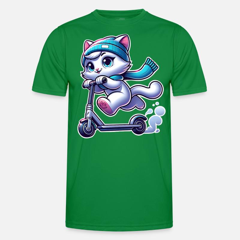 E-Scooter E-Roller Tretroller Katze Männer Funktions-T-Shirt