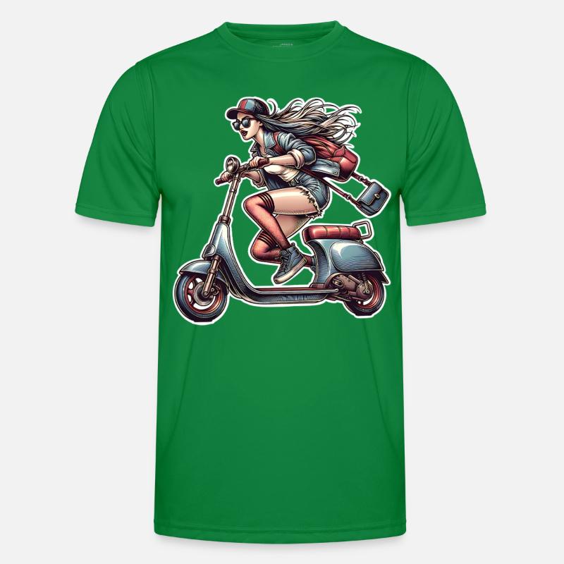 Motorroller Mofa Moped Roller Männer Funktions-T-Shirt