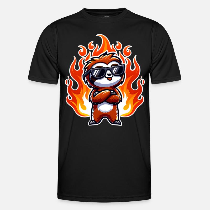 Sloth Cool Flames Fire - Men's Functional T-Shirt - black