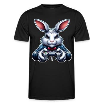 Hase Kaninchen Gamer Gaming Nerd - Männer Funktions-T-Shirt - Schwarz - Vorne - AI Model Male 178 dark (178cm)