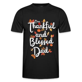 Thankful Dad Papa Autumn Leaves Gratitude - Men's Functional T-Shirt - black - Front - AI Model Male 178 dark (178cm)