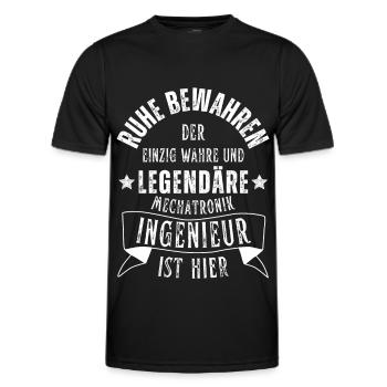 Legendärer Mechatronik Ingenieur ist hier Beruf - Männer Funktions-T-Shirt - Schwarz - Vorne - AI Model Male 178 dark (178cm)