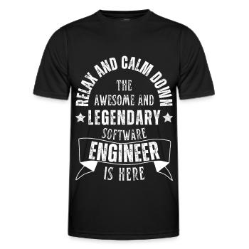 Legendary software engineer is a profession here - Men's Functional T-Shirt - black - Front - AI Model Male 178 dark (178cm)