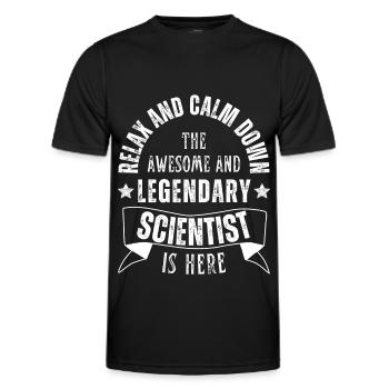 Relax the Legendary Scientist is retro here - Men's Functional T-Shirt - black - Front - AI Model Male 178 dark (178cm)