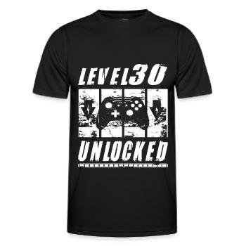 30 Years Birthday Retro Level 30 Unlocked - Men's Functional T-Shirt - black - Front - AI Model Male 178 dark (178cm)