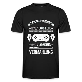 Level Ehemann Loading JGA Männer Computer Nerds - Männer Funktions-T-Shirt - Schwarz - Vorne - AI Model Male 178 dark (178cm)