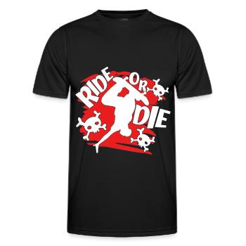 Skateboarder Ride Or Die With Skulls Skateboarding - Men's Functional T-Shirt - black - Front - AI Model Male 178 dark (178cm)