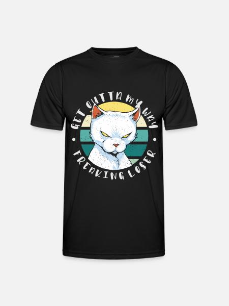 Geh mir aus dem Weg du verrückter Verlierer, Katze - Männer Funktions-T-Shirt - Schwarz