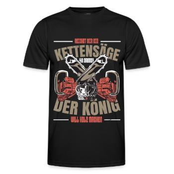 Kettensäge Holzfäller Sprüche Forstwirt - Männer Funktions-T-Shirt - Schwarz - Vorne - AI Model Male 178 dark (178cm)
