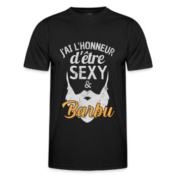 J'ai l'honneur d'être sexy et barbu 1 - T-shirt sport Homme - noir - Devant - AI Model Male 178 dark (178cm)