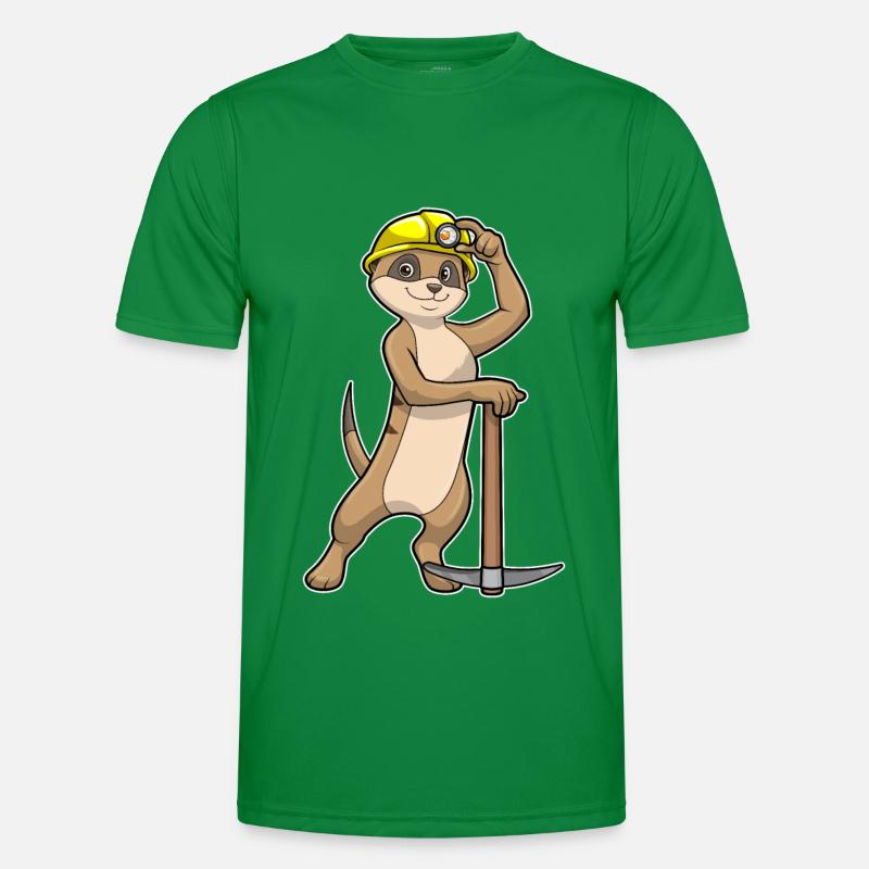 Erdmännchen als Bergarbeiter mit Spitzhacke Männer Funktions-T-Shirt