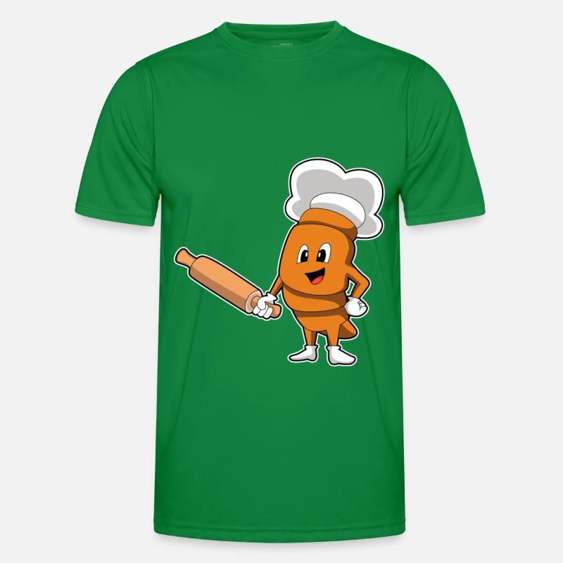 Brot als Koch mit Nudelholz Männer Funktions-T-Shirt