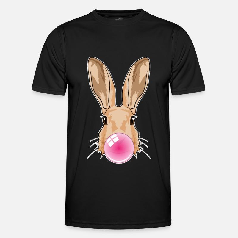 Rabbit with chewing gum - Men's Functional T-Shirt - black