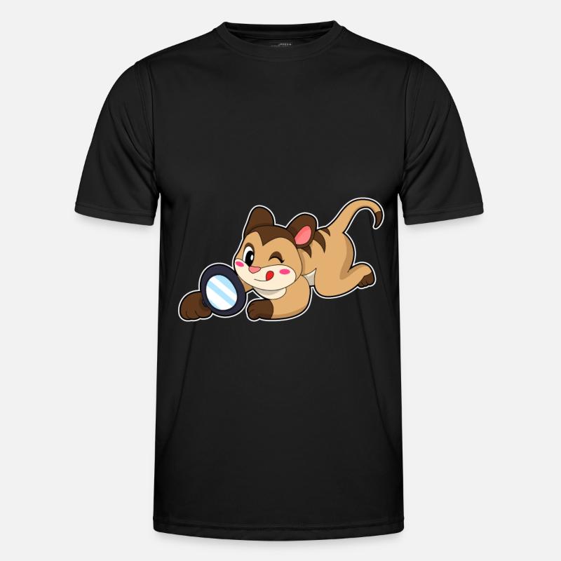 Erdmännchen mit Lupe - Männer Funktions-T-Shirt - Schwarz