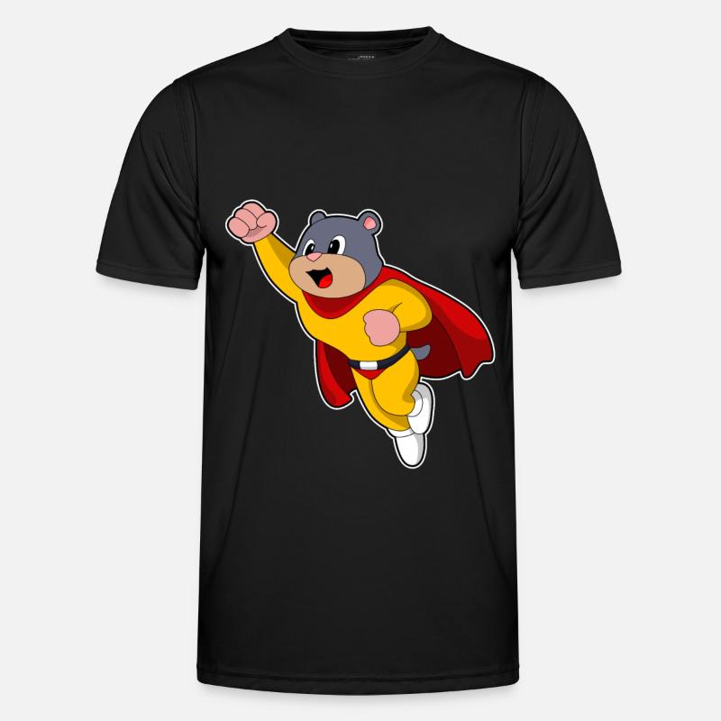 Mole as a hero - Men's Functional T-Shirt - black