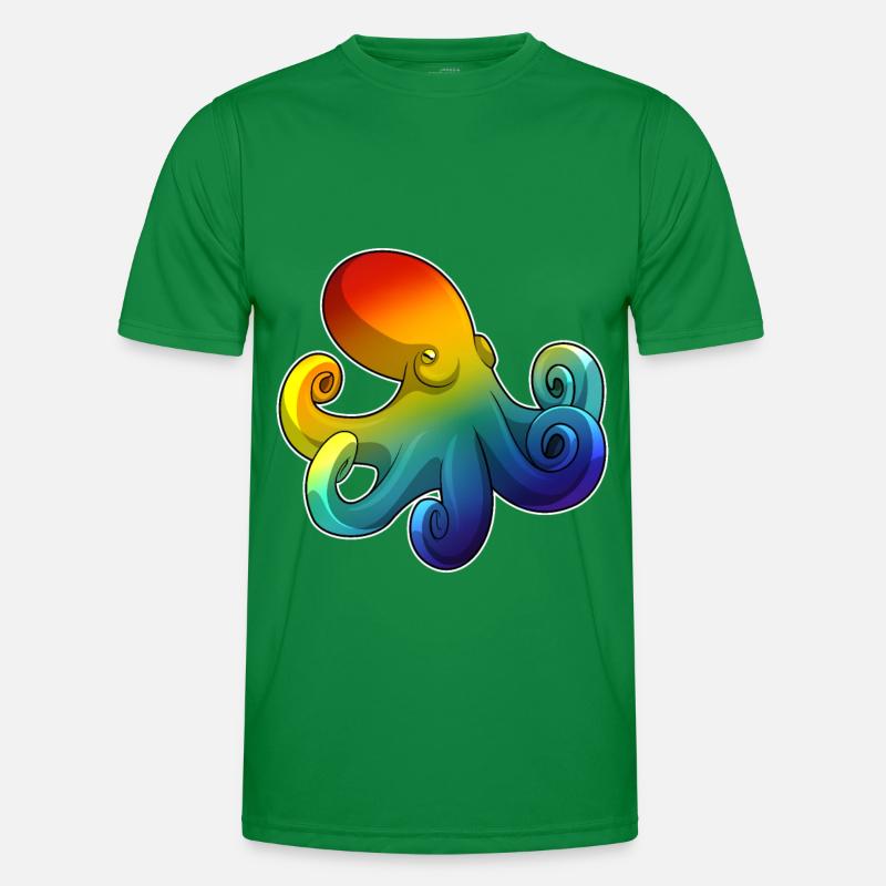 Krake mit Regenbogen Männer Funktions-T-Shirt