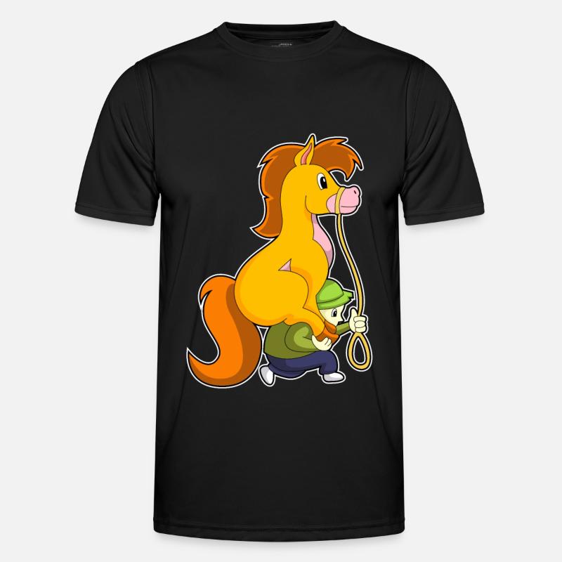 Pferd mit Junge - Männer Funktions-T-Shirt - Schwarz