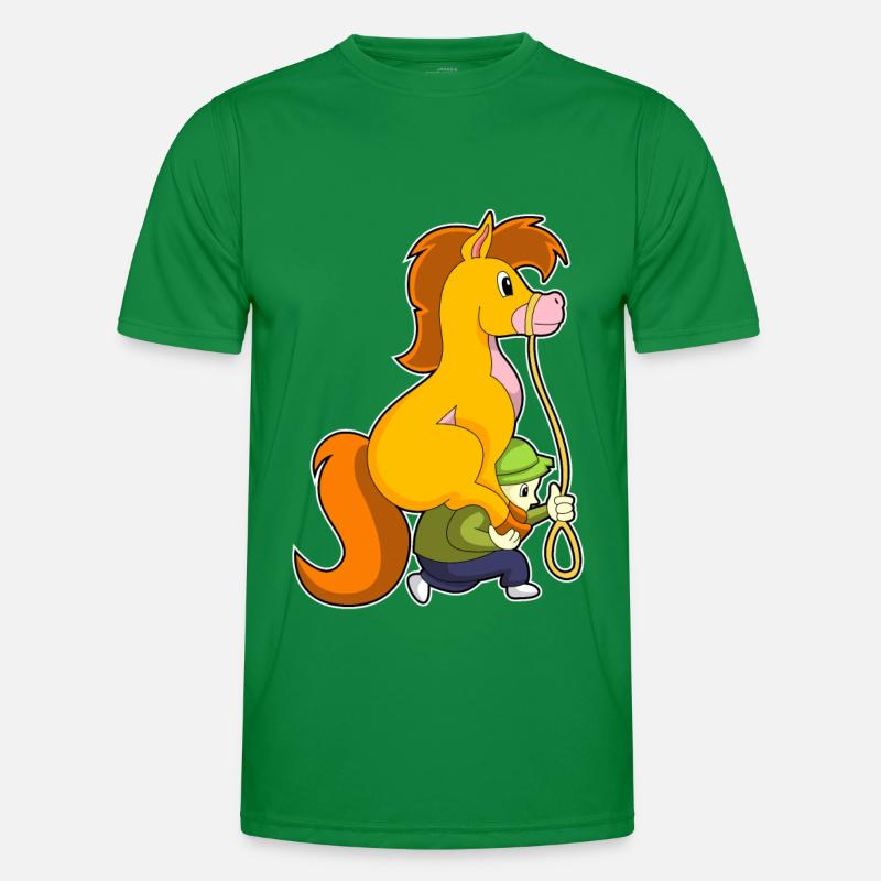 Pferd mit Junge Männer Funktions-T-Shirt