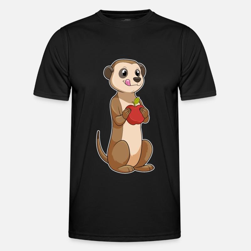 Erdmännchen mit Apfel - Männer Funktions-T-Shirt - Schwarz