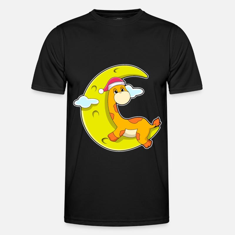 Giraffe sleeping with moon - Men's Functional T-Shirt - black